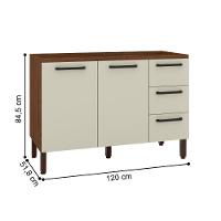 Balcão 2 Portas E 3 Gavetas Trail Nogueira Off White - 2