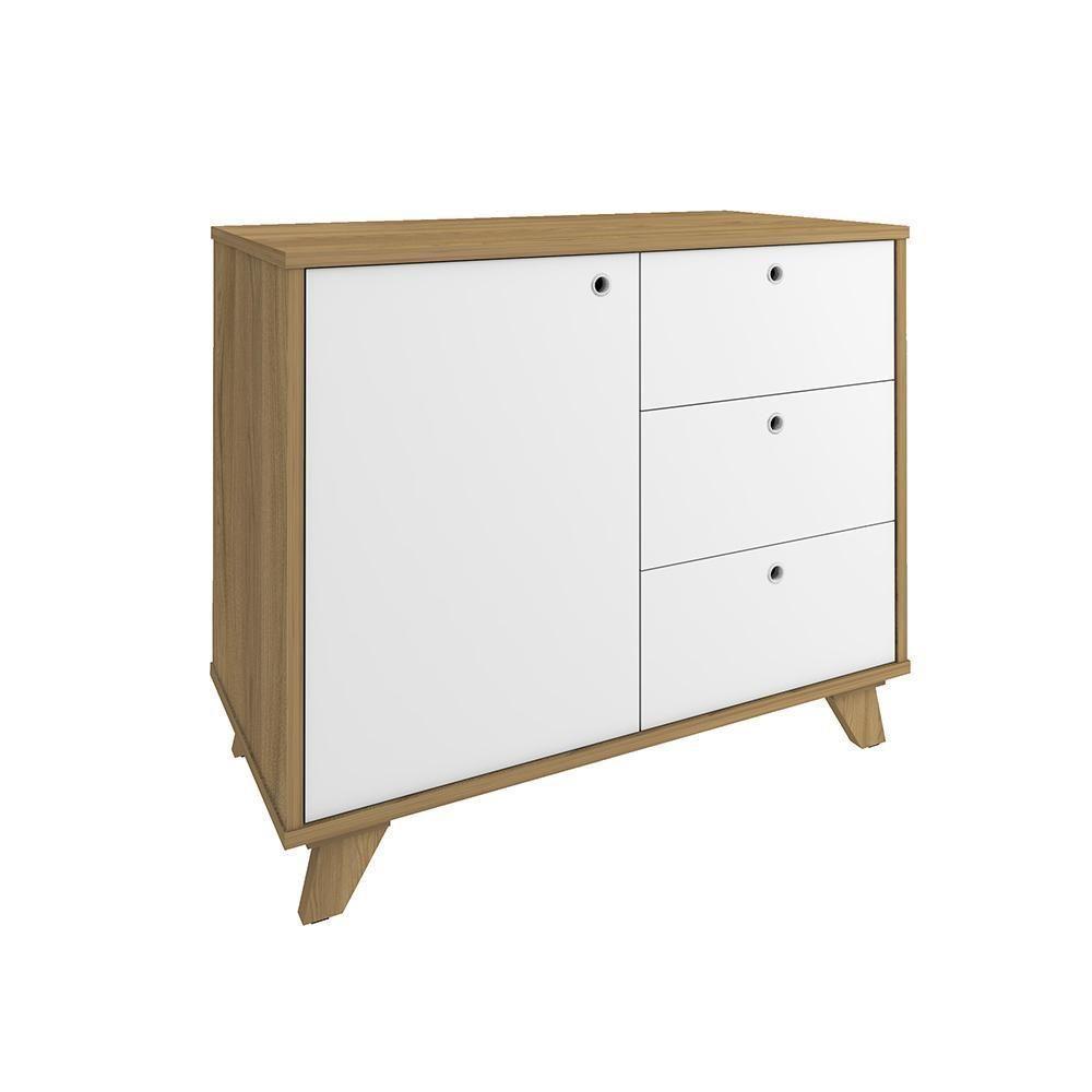 Balcão 3 Gavetas 1 Porta Capri Olmo Branco - 4