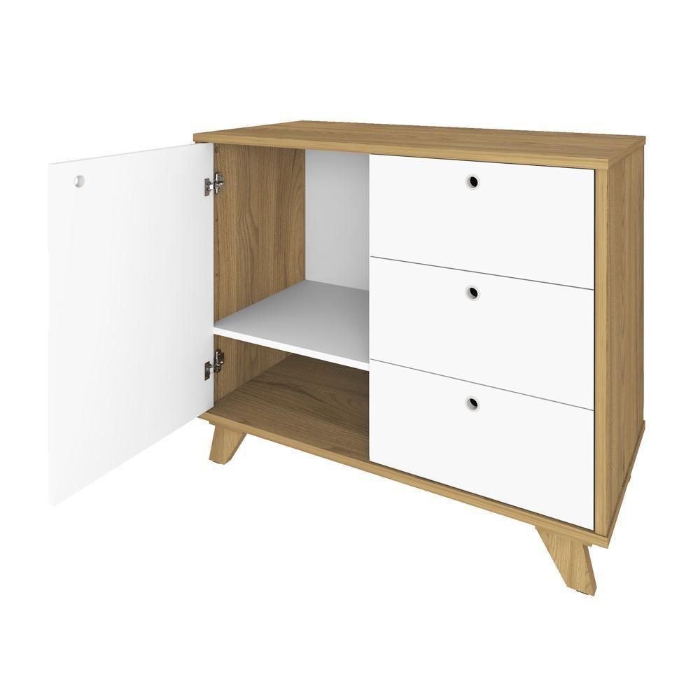 Balcão 3 Gavetas 1 Porta Capri Olmo Branco - 6