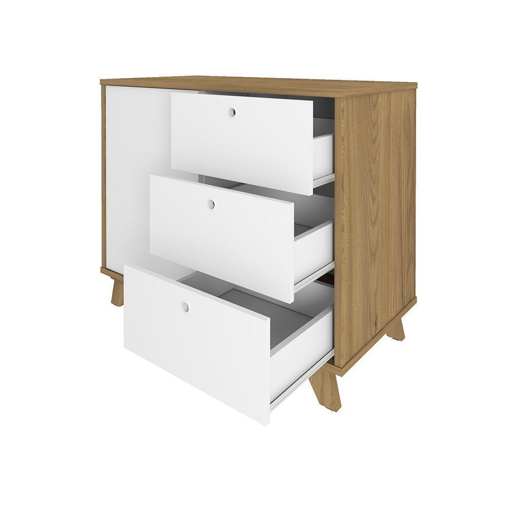 Balcão 3 Gavetas 1 Porta Capri Olmo Branco - 8