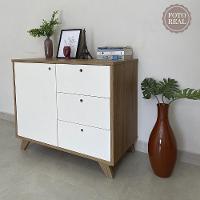 Balcão 3 Gavetas 1 Porta Capri Olmo Branco - 1