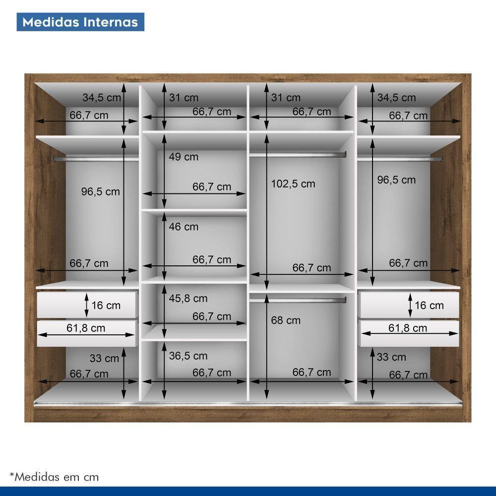 Guarda Roupa Casal Milano Freijó 4 Portas 4 Gavetas Minastex - 3