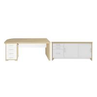 Conjunto Mesa Executiva E Balcão Lincoln Carvalho Branco - 1