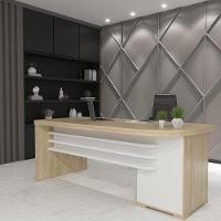 Conjunto Mesa Executiva E Balcão Lincoln Carvalho Branco