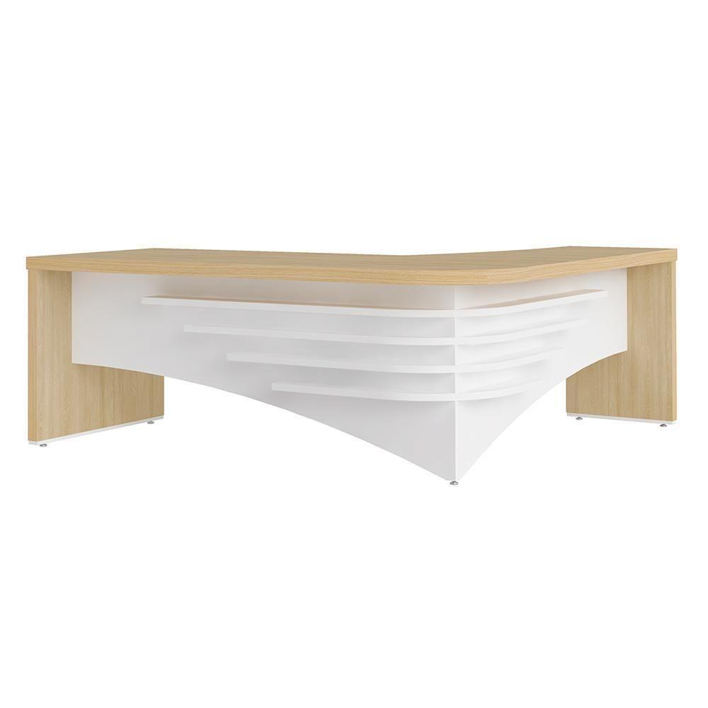 Conjunto Mesa Executiva E Balcão Watford Carvalho Branco - 4