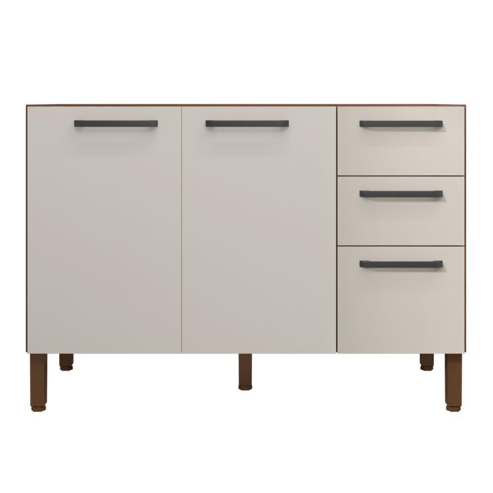 Balcão Cozinha Com Tampo E 2 Portas New Nogueira Off White - 1