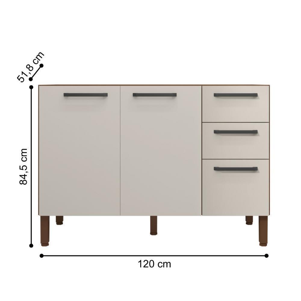 Balcão Cozinha Com Tampo E 2 Portas New Nogueira Off White - 2