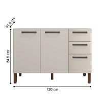 Balcão Cozinha Com Tampo E 2 Portas New Nogueira Off White - 2