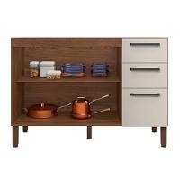 Balcão Cozinha Com Tampo E 2 Portas New Nogueira Off White - 3