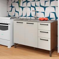 Balcão Cozinha Com Tampo E 2 Portas New Nogueira Off White - 4