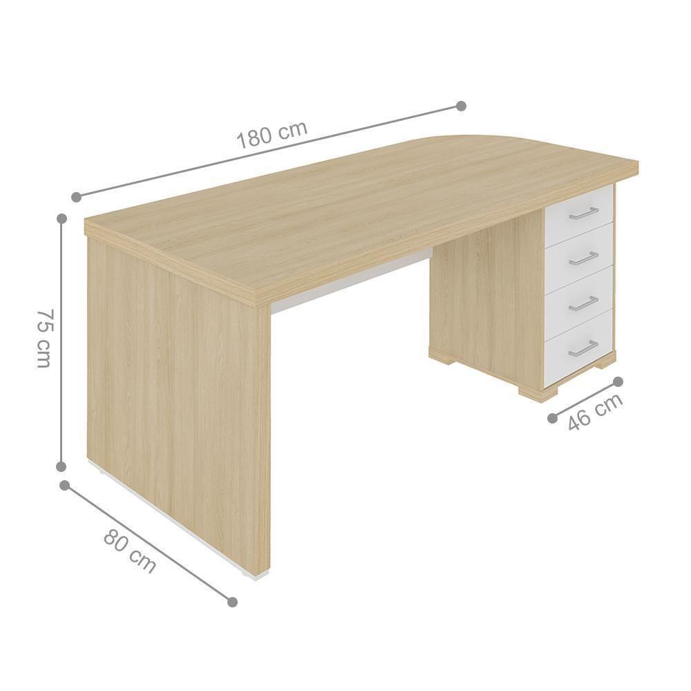 Conjunto Mesa Executiva E Balcão Rotherham Carvalho Branco - 2