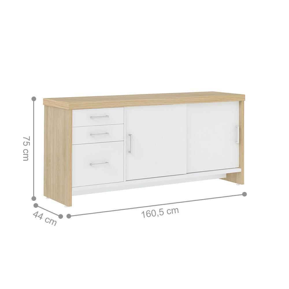 Conjunto Mesa Executiva E Balcão Rotherham Carvalho Branco - 3