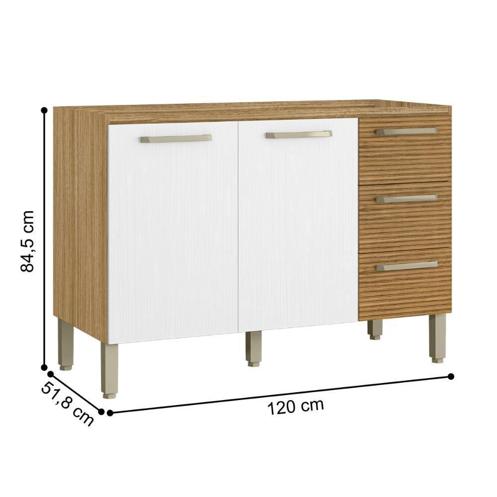 Balcão 2 Portas E 3 Gavetas Trail Freijó Gris Ripado - 2