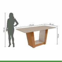 Conjunto Mesa Apogeu 170cm Tampo Mdf/vidro 6 Cadeiras Apogeu Amendoa/off/linho Bege - 5