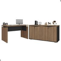 Mesa Para Escritório E Balcão 4 Portas Conde Nogal Preto - 1