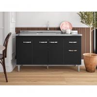 Balcão De Cozinha 4 Portas 1.5 Exeter Preto Fosco - 5