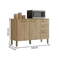 Balcão Para Cozinha Com 3 Portas E 2 Gavetas éssen Freijó - 2