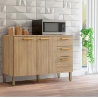 Balcão Para Cozinha Com 3 Portas E 2 Gavetas éssen Freijó - 4