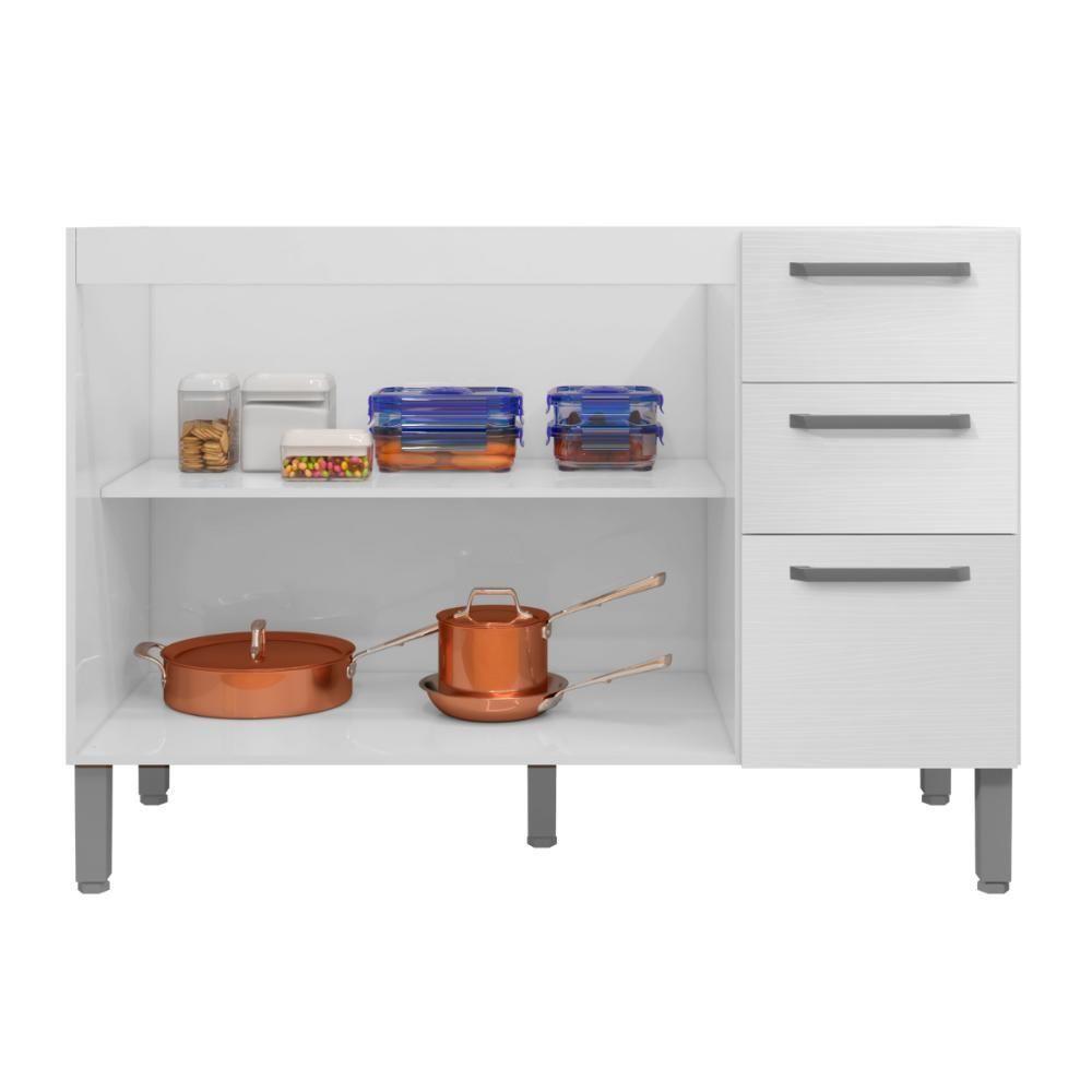 Balcão Cozinha Com Tampo E 2 Portas New Branco Supremo - 3