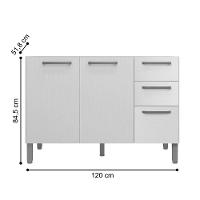 Balcão Cozinha Com Tampo E 2 Portas New Branco Supremo - 2