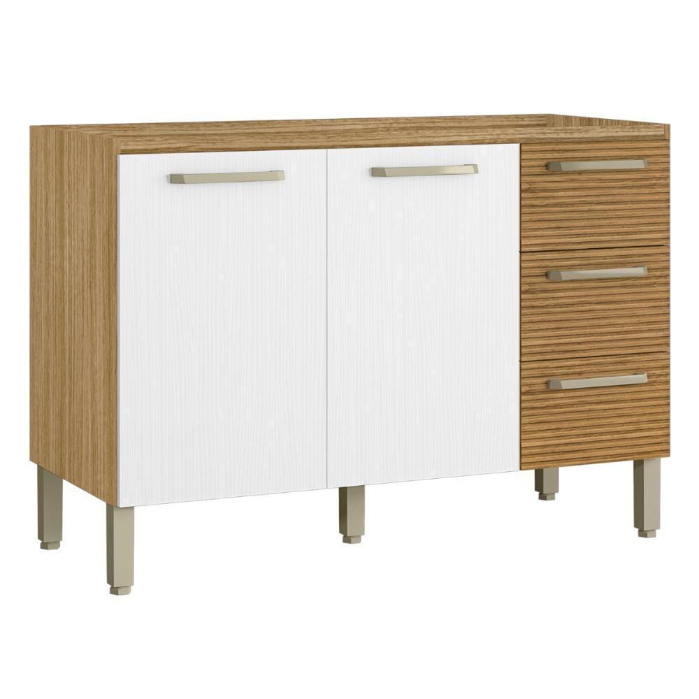 Balcão 2 Portas 3 Gavetas 1200 Ametista Freijo Gris Ripado - 1