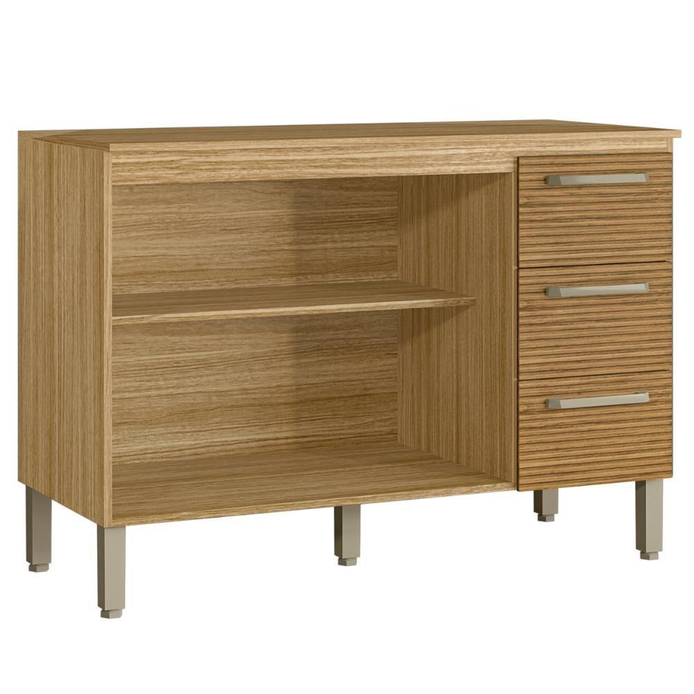 Balcão 2 Portas 3 Gavetas 1200 Ametista Freijo Gris Ripado - 3