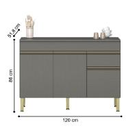Balcão 3 Portas 1 Gaveta 1200 Line Com Tampo Gris - 2