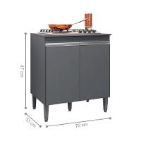 Balcão De Cozinha 2 Portas Cambrigde Cinza Fosco - 2