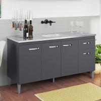 Balcão De Cozinha 4 Portas 1.5 Exeter Cinza Fosco - 1