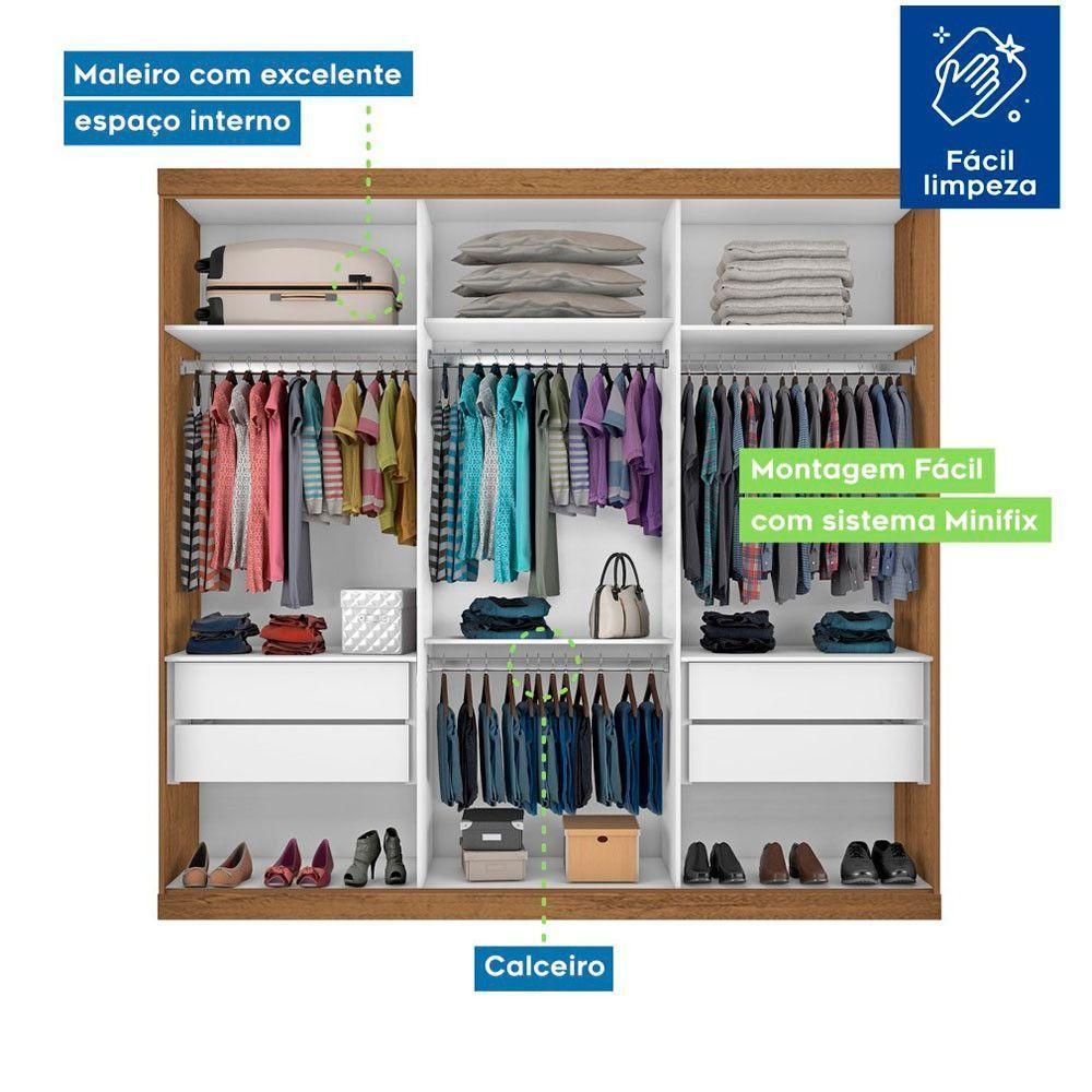 Guarda Roupa Casal Isabela Freijó 3 Portas De Correr E 9 Espelhos Minastex - 3