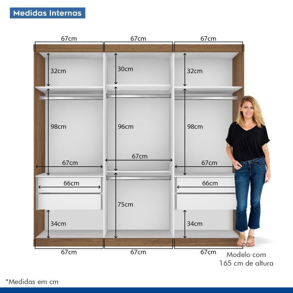 Guarda Roupa Casal Isabela Freijó 3 Portas De Correr E 9 Espelhos Minastex - 4