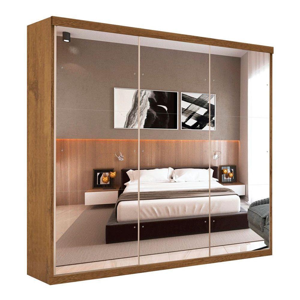 Guarda Roupa Casal Isabela Freijó 3 Portas De Correr E 9 Espelhos Minastex - 8