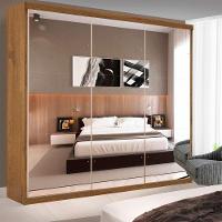 Guarda Roupa Casal Isabela Freijó 3 Portas De Correr E 9 Espelhos Minastex - 1