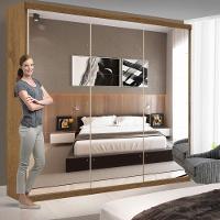 Guarda Roupa Casal Isabela Freijó 3 Portas De Correr E 9 Espelhos Minastex - 5