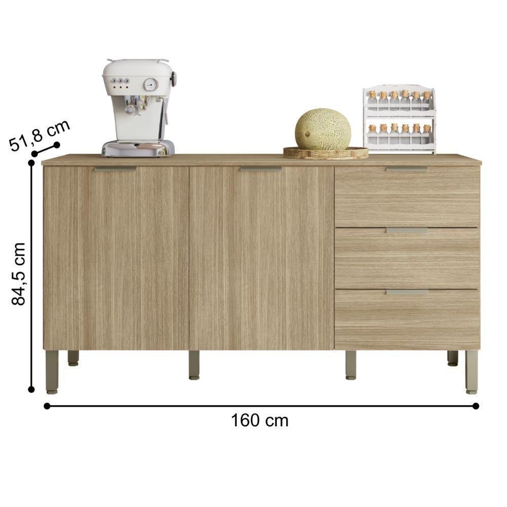 Balcão De Cozinha Com 2 Portas E 2 Gavetas Zagrebe Freijó - 2