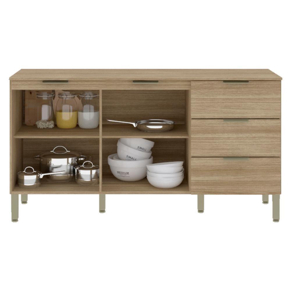 Balcão De Cozinha Com 2 Portas E 2 Gavetas Zagrebe Freijó - 3