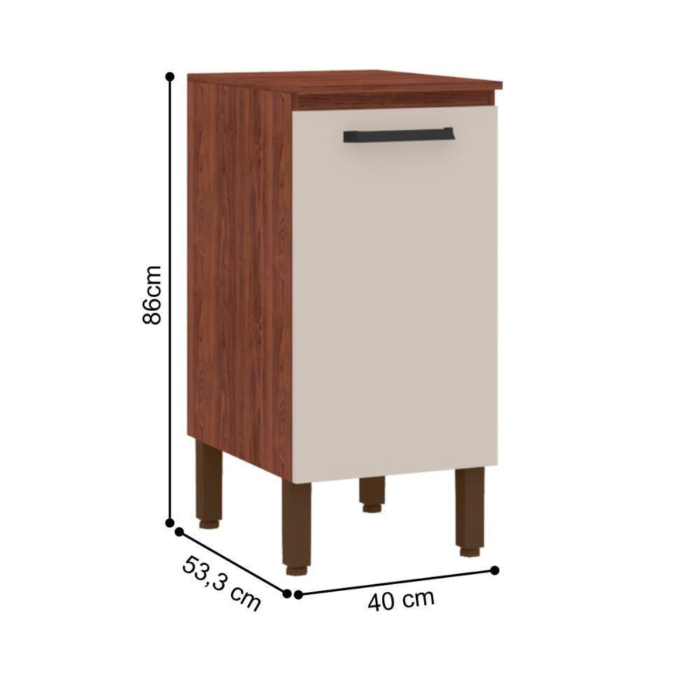 Balcão Cozinha Com Tampo E 1 Porta Ottawa Nogueira Off White - 2