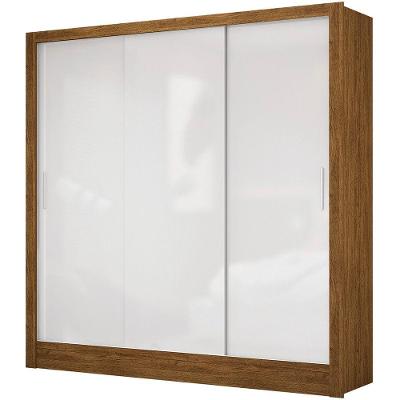 Guarda Roupa Casal Dubai 3 Portas de Correr 3 Gavetas Freijó-Branco Carioca Móveis