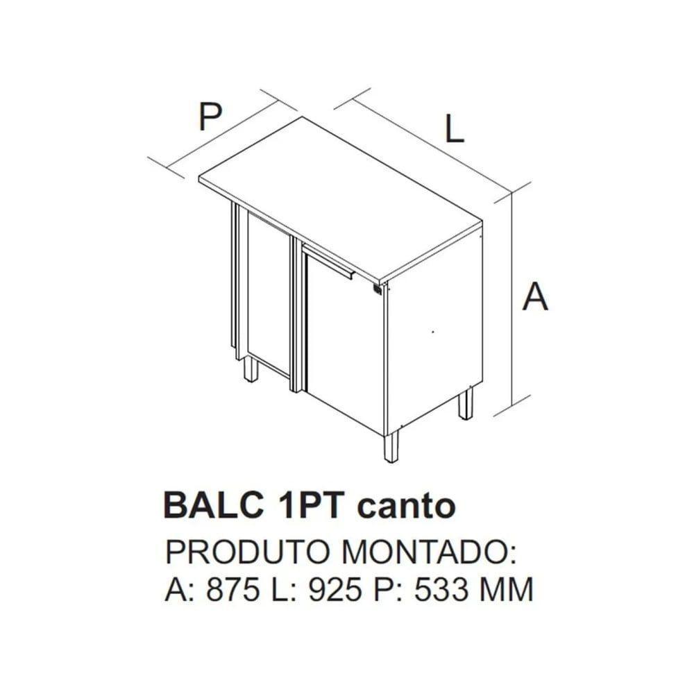 Balcão De Cozinha Canto 1 Porta Com Tampo New Porto - Itatiaia Freijó/grafite - 3