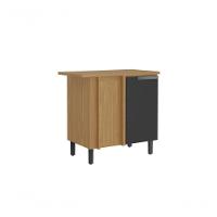 Balcão De Cozinha Canto 1 Porta Com Tampo New Porto - Itatiaia Freijó/grafite - 1