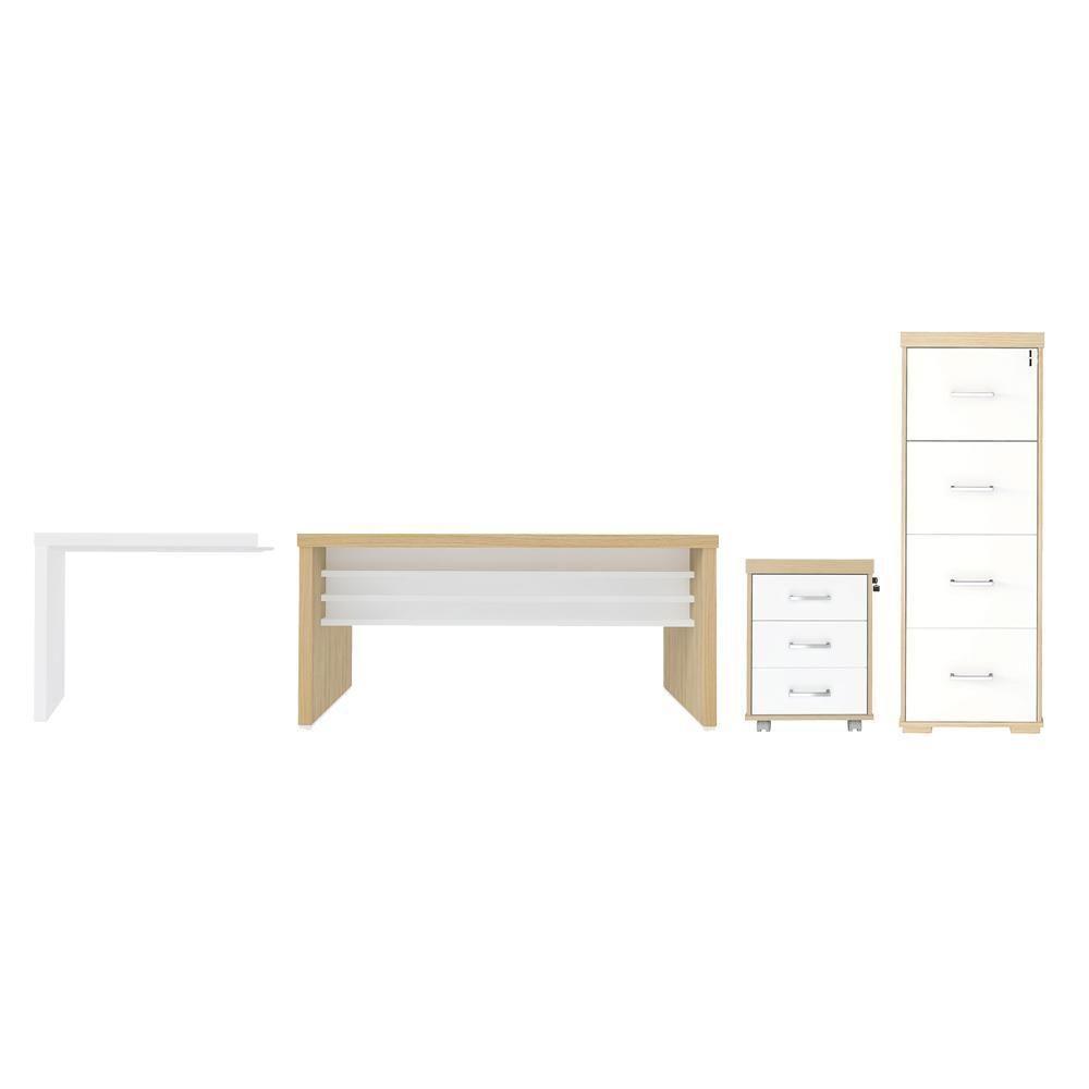 Conjunto Escritório Completo Basingstoke Carvalho Branco - 1