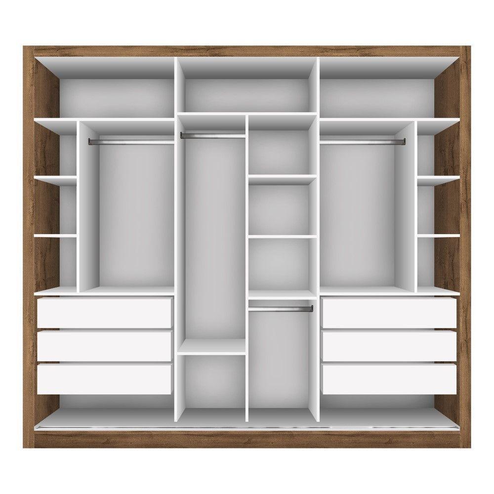 Guarda Roupa Casal Ravena Freijó Com 9 Espelhos 3 Portas Minastex - 4