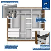 Guarda Roupa Casal Ravena Freijó Com 9 Espelhos 3 Portas Minastex - 6