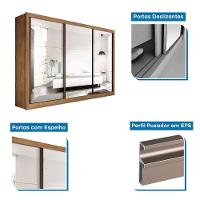 Guarda Roupa Casal Ravena Freijó Com 9 Espelhos 3 Portas Minastex - 9