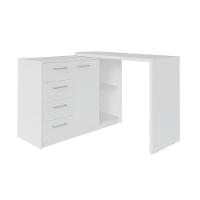 Mesa De Escritório Em L Retrô 4 Gavetas Havaí Branco - 3