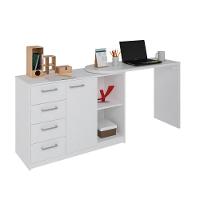 Mesa De Escritório Em L Retrô 4 Gavetas Havaí Branco - 6