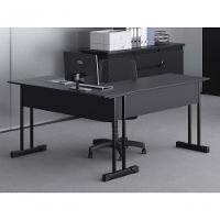 Mesa Em L Com 2 Gavetas Rael Preto Onix - 3