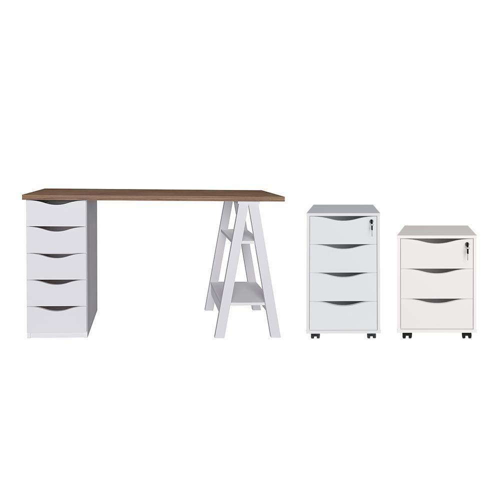 Conjunto Escritório Completo Solingen Nogal Branco - 1