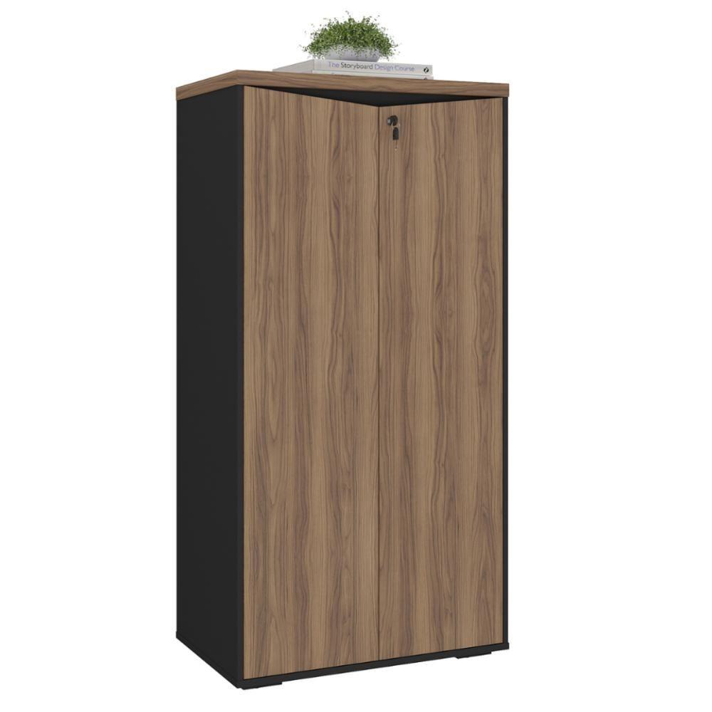 Mesa Em L Com Armário 2 Portas Manaus Nogal Preto - 8