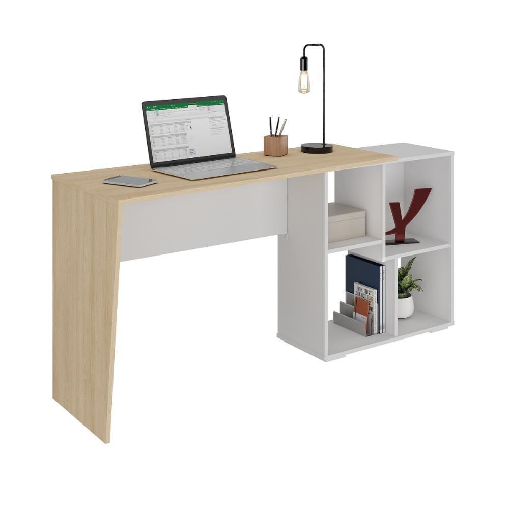 Mesa Para Computador Com Nichos Salamanca Carvalho Branco - 1